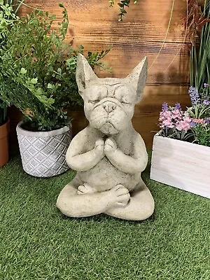 Stone Garden Meditating Sitting French Bulldog / Frenchie Dog Ornament Statue • £29.95