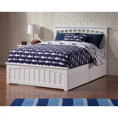 AFI Mission Solid Wood Full Bed And Footboard With Storage Drawers In White • $535.37