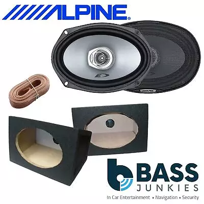 £89.95 • Buy Alpine 6X9  2 Way 560 Watts A Pair Speakers With Black 6x9 Boxes And Cable