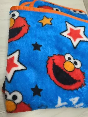 Sesame Street Plush Toddler Child Blanket Throw Elmo Aw Yeah Blue Red Stars • $19.99