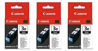 3x Genuine Canon BCI-3e Black Ink Cartridges - FREE UK DELIVERY! • £11.99