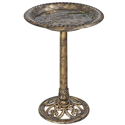 28  Height Pedestal Bird Bath Outdoor Garden Decor Vintage Yard Birdbath Bronze • $26.58