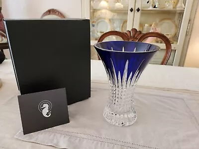 Waterford Lismore Diamond Cobalt Blue 8  Height Crystal Vase • $200