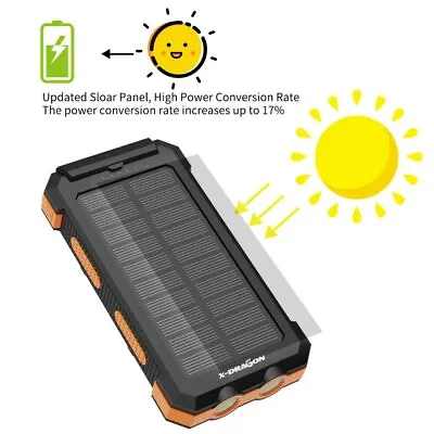 $45.99 • Buy 500000mAh Solar Waterproof USB External Battery Power Bank Charger For Phone