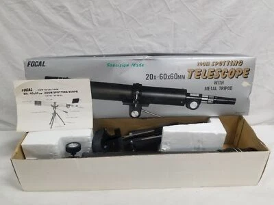 $45 • Buy Vintage Focal Zoom Spotting Scope Telescope 20x60x60mm W/ Box