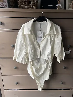 £12 • Buy Zara Cream Shirt Body With Cut Out Middle Large £25.99 BNWT
