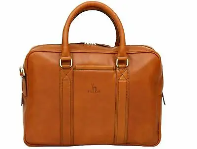 Genuine Leather 13  Laptop Briefcase Business Bag Twin Handle Case Made In Italy • £219.99