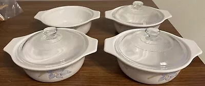 Set Of 4 MIKASA Fire & Ice AA003 Gabriele Floral Casserole Dishes (Only 3 Lids) • $49.90