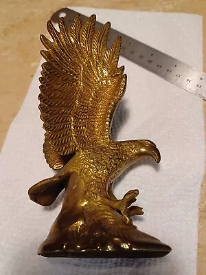 Vintage Brass Eagle Statue 6” Tall2 1/2  Spread Wings Base Hollow • $24.95