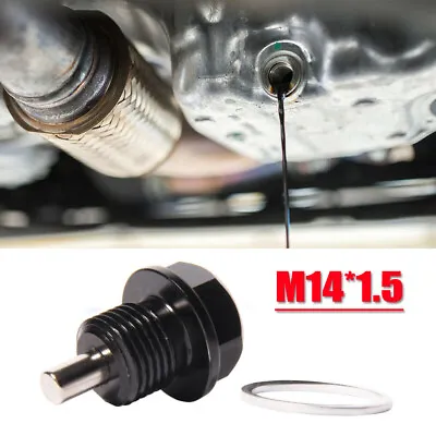 M14*1.5MM Magnetic Engine Oil Drain Plug Nut Screw Bolt Oil Drain Sump Nut Black • $4.99