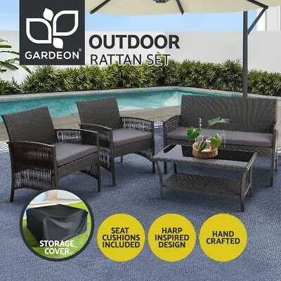 $320.95 • Buy Gardeon Outdoor Furniture Dining Set Outdoor Lounge Setting Rattan Patio Grey
