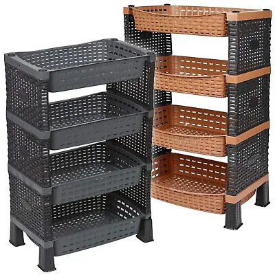 4 Tier Shelves Fruit Vegetable Baskets Storage Cart Rack Home Kitchen Organiser • £16.99