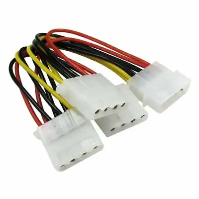 3 Way 5.25 Molex PC Power Y Adapter Splitter Cable Lead 4 Pin DVD CD HDD • £2.49