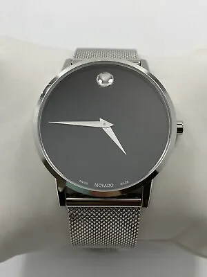 Movado Museum Classic Black Dial Silver Tone Men's Mesh Band Watch 0607219 • $224.95