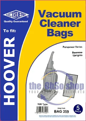 5x HOOVER PUREPOWER U3300 Series (Type H20) 5 Layer Filter Vacuum Cleaner Bags • £8.43