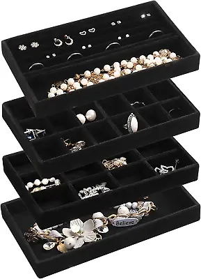 Jewelry Organizer TrayStackable Velvet Jewelry TraysDrawer Inserts Earring Org • $24.99