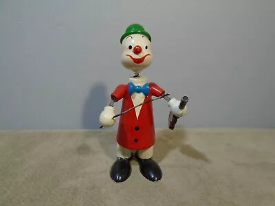 Vintage Wooden Clown Playing Violin Bobble Head 3.25” Figure Unbranded (vin278) • $15.99