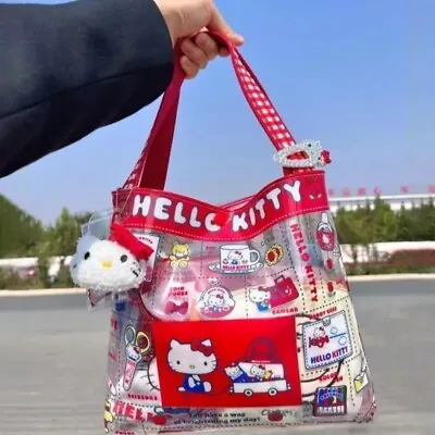 Sanrio Hello Kitty PVC Clear Tote Shoulder Bags Purse Kawaii Anime Unique Gift • $15.99