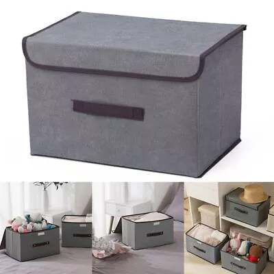 Canvas Foldable Storage Boxes With Lid Toy/Book Organizer • £8.23