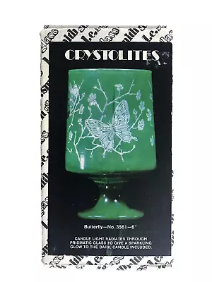 L.e. Smith Glass Vintage Mid Century Modern Green Glass Butterfly Candle Holder • $20.25