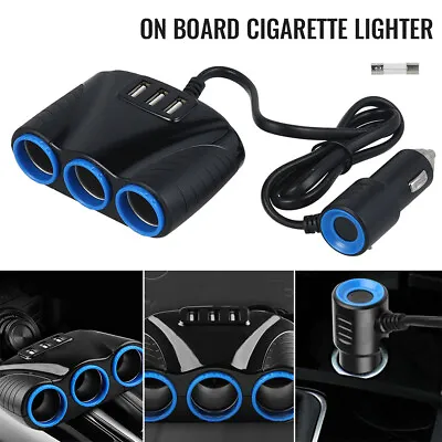 3Way Multi Car Cigarette Lighter Socket Splitter Charger/Power Adapter Dual USB「 • $14.09