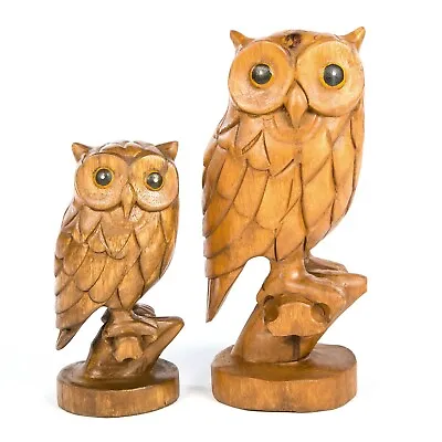 Hand Carved Fair Trade Rustic Wooden Owl On Branch - OW-296 • £25.99