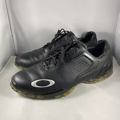 Oakley Carbon Pro Black Golf Shoes Mens Size 10 Waterproof Leather Cleats Logo • $69.99