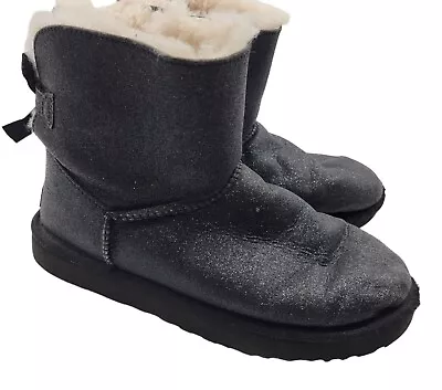 UGG Mini Bailey Bow Sparkle BLACK SIZE 9 WOMEN 1100053 • $34.99