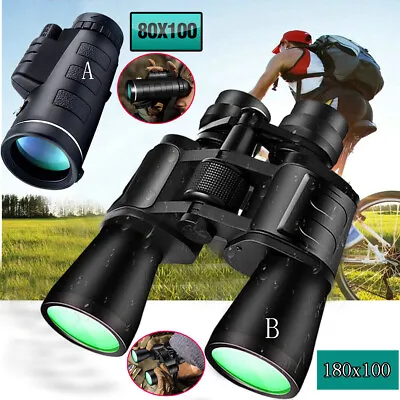 180x100 High Power Military Binoculars Day/Night BAK4 Optics Waterproof Camping • $20.88