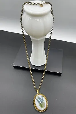 Vintage Estate Signed Miriam Haskell Goldtone Chain Necklace With Floral Pendant • $71.99