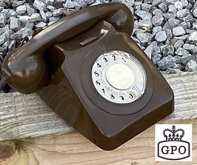 Vintage Phone GPO 746 Rotary Dial Telephone Gloss Brown Built 1973 Fully Working • £65