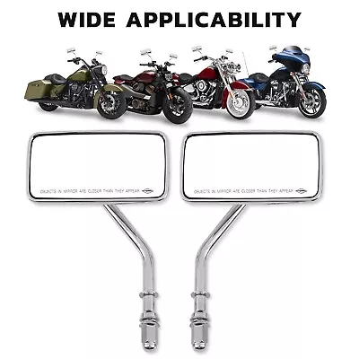 Chrome Rectangle Motorcycle Rear View Mirrors For Harley Fatboy Bobber Chopper • $35.05