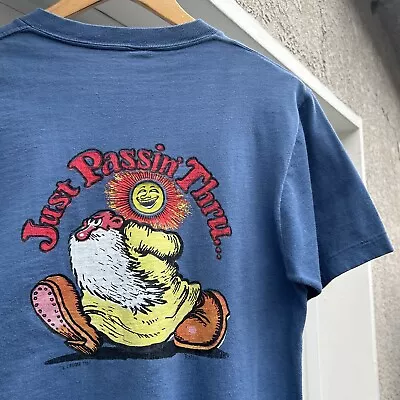 VTG R Crumb Tee 60s 1967 Single Stitch M  Just Passin Thru Roach LSD Acid Hippie • $149.99