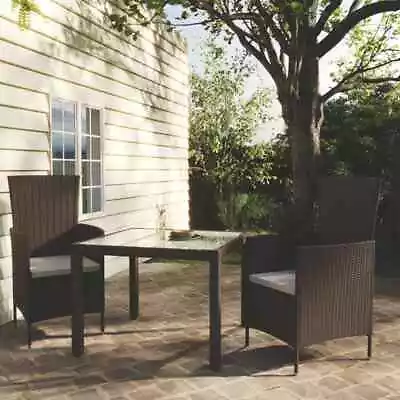 VidaXL 3 Piece Outdoor Dining Set Poly Rattan Brown SP • $653.82