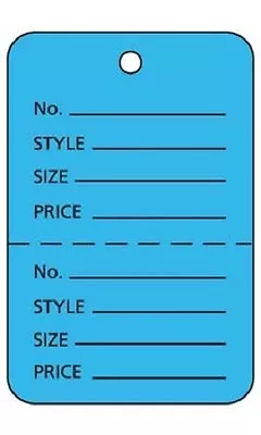 1000 Perforated Tags Price Sale 1 ¾  W X 2 ⅞” H Two Part Blue Coupon Unstrung • $26.99