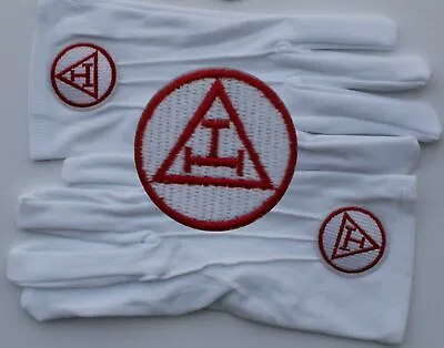 Masonic White Gloves RED Embroidered RA RAM Royal Arch Mason • $9.99