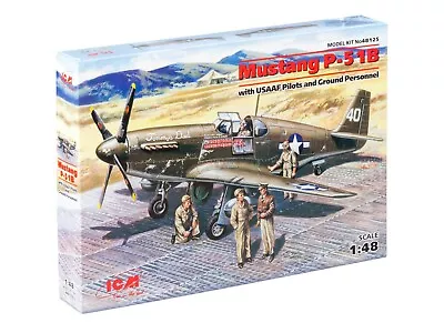 ICM 1/48th Scale Mustang P-51B W/pilots And Ground Crew Plastic Model Kit. • £17.99