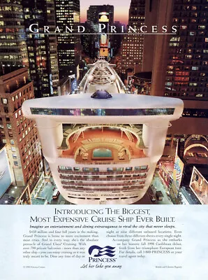 1998 Princess Cruises: Most Expensive Cruise Ship Ever Built Vintage Print Ad • $6.75