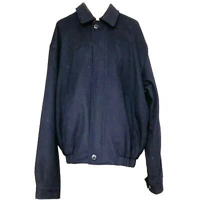 Men Bomber Jacket L Black KIRKLAND Signature Collar 90% Wool 10% Cashmere Zip-up • $32