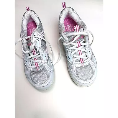 Skechers Shape Ups SN 12350 Women Sz 8 Walking Toning Shoes Pink Silver White • $24.99