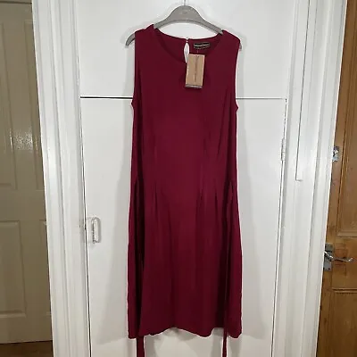 Hampstead Bazaar Dress Belted Sleeveless Jersey Burgundy Red  • £57.99