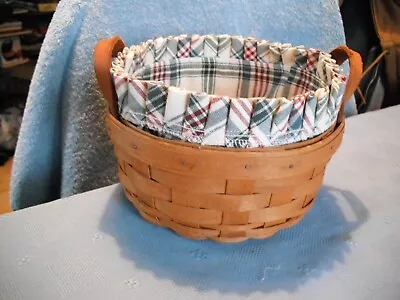 Vintage Signed Longaberger Round Basket Plaid Liner • $19.99