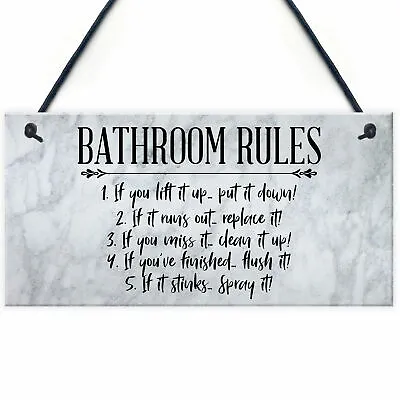£3.99 • Buy Bathroom Rules Sign Marble Theme Home Decor Bathroom Toilet Sign Home Gift