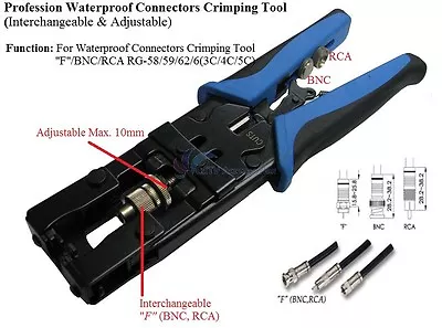 Professional Compression Crimping Tool For RG59 RG6 F RCA And BNC Connectors • $26.95