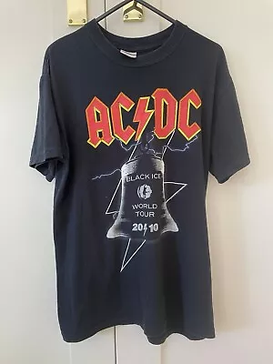 ACDC Black Ice 2010 Australia Concert T- Shirt Size S Graphic Print Black Cotton • $25