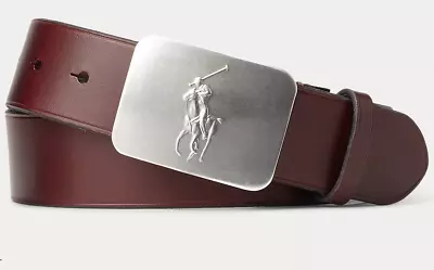 Polo Ralph Lauren Dark Brown Wide Leather Men's Belt With Logo Size 40 NWT • £65