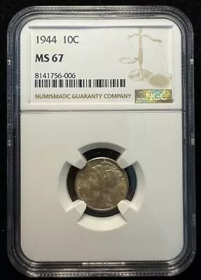 1944 10C Mercury Dime NGC MS 67 • $69.99