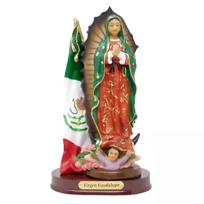 Virgen Guadalupe Con Bandera  5” Resin Statue Our Lady Of Guadalupe • $19.99