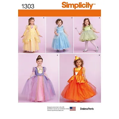 SIMPLICITY 1303 TODDLERS & CHILDS DRESS COSTUME Sewing Pattern Sizes 18 M-6 YRS  • £10.19