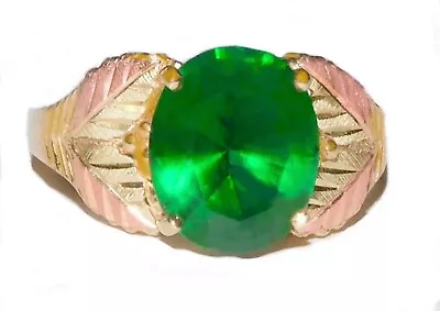 Black Hills Gold 10k Coleman Created Emerald Leaves Ring Size 7 • $279